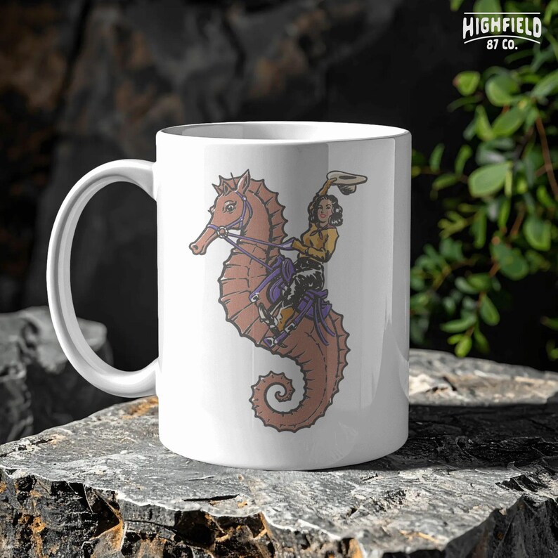 ocean inspired western design with cowgirl and seahorse combination