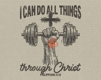 Christian Workout PNG, Vintage Bible Verse Design (Digital Download)