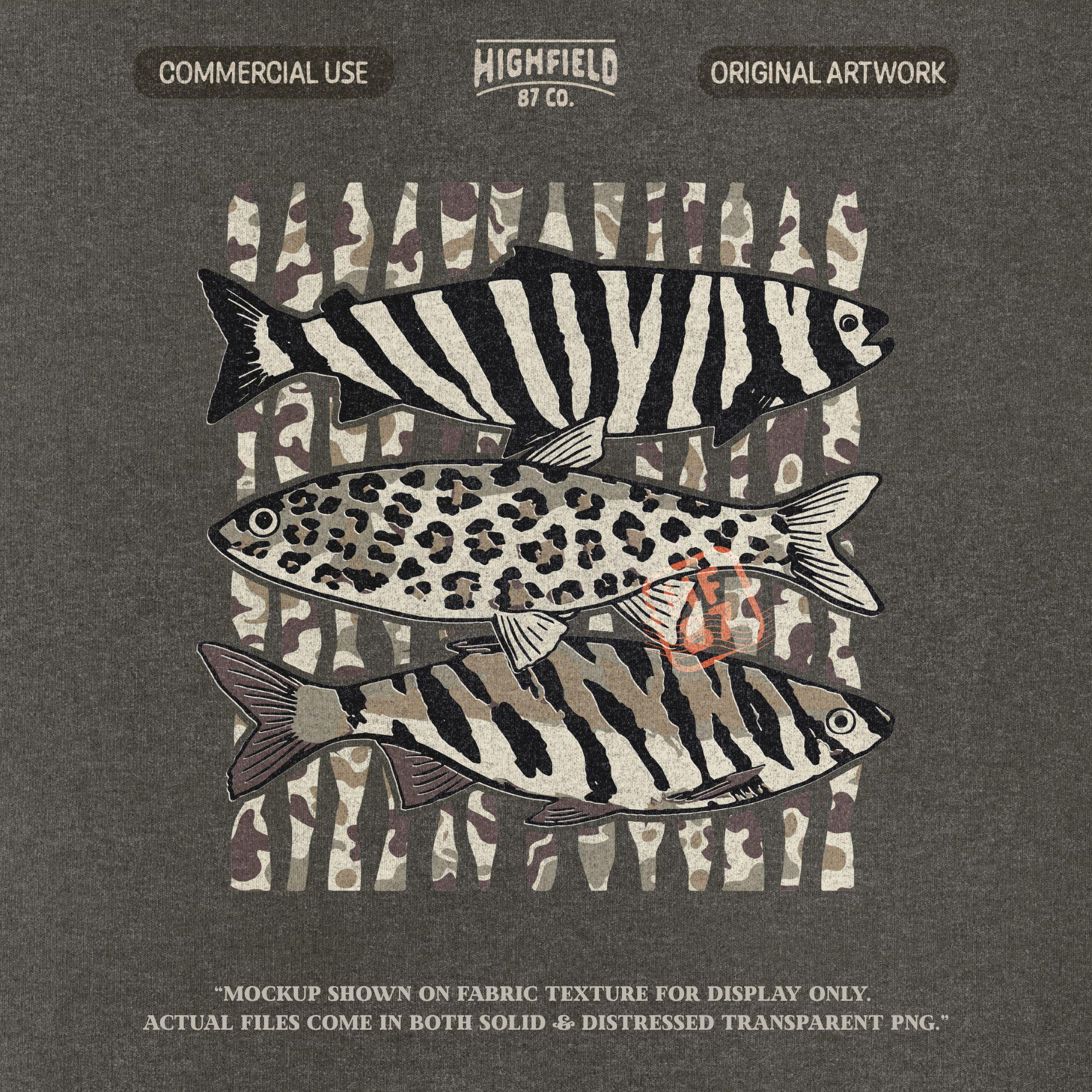 Vector Fish Cammo Pattern Fishing PNG Camo Fish Illustration Bass Trout Fishing Shirt Design ...