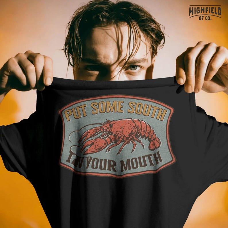 Louisiana themed crawfish shirt artwork with front and back print design PNG