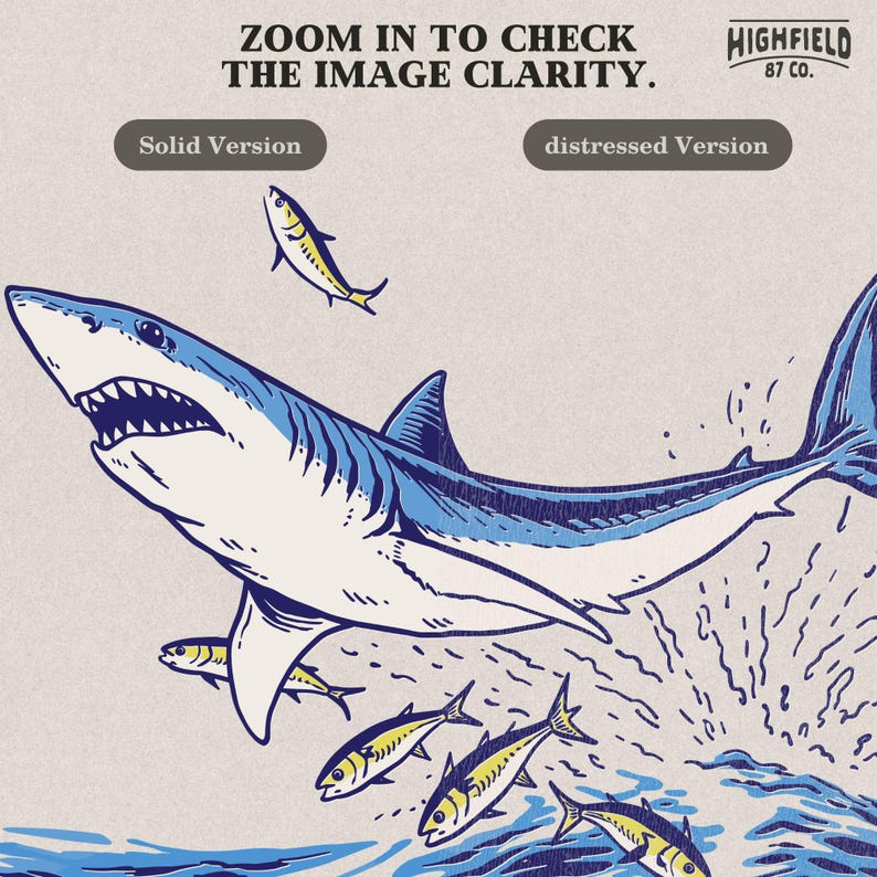 ocean predator png with shark jumping through waves chasing fish, coastal summer shirt design