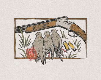 Dove Hunting PNG: Mourning Dove Shotgun Sweatshirt, Dove Season Upland Bird Hunter Sublimation, Hunting Gift Digital Download