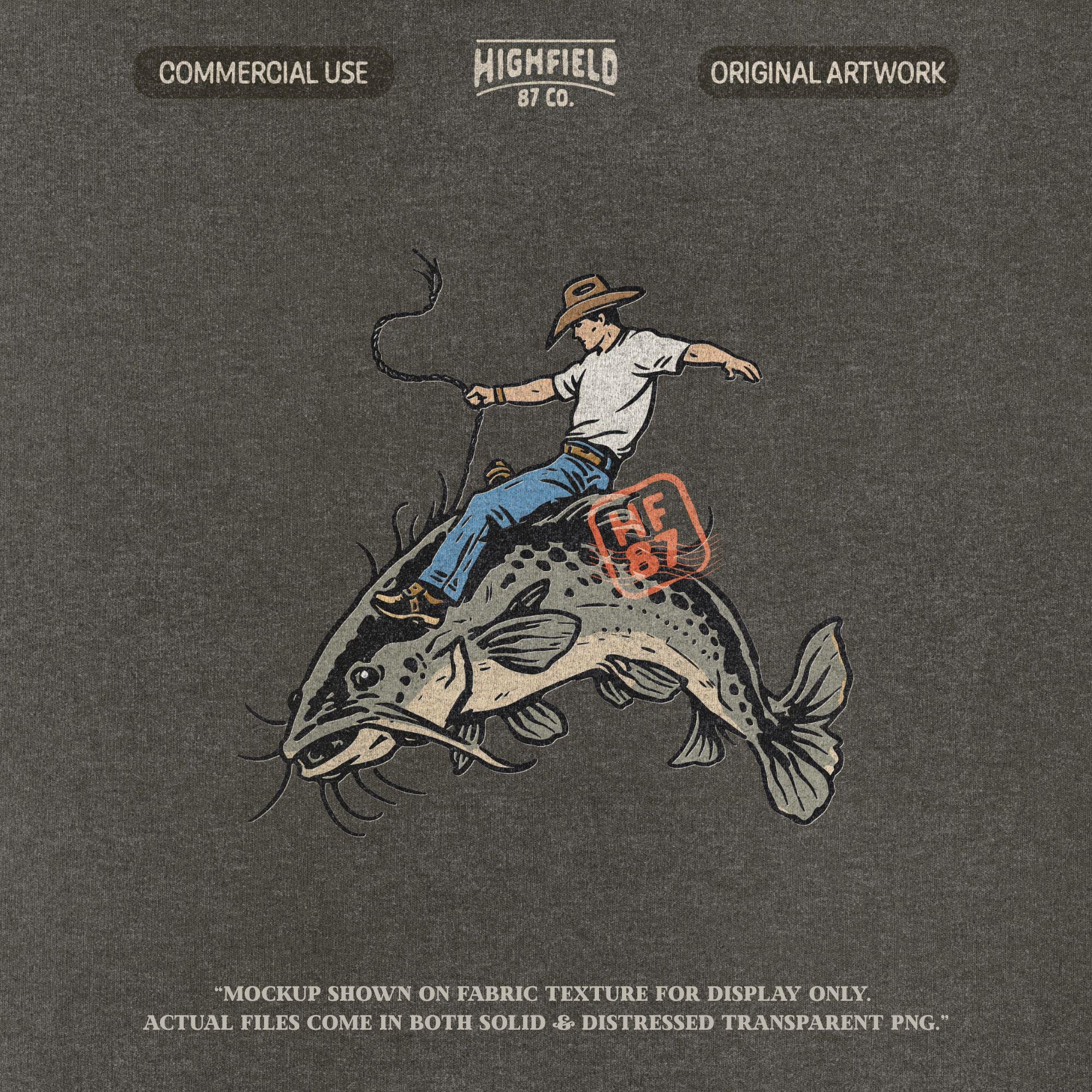Cowboy Riding Catfish PNG, Funny Fishing Western Design, Rodeo Cowboy ...