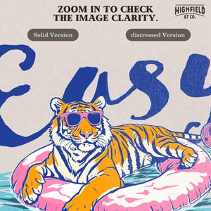 easy tiger style png cool tiger on pink float sunglasses summer vacation tshirt graphic digital download