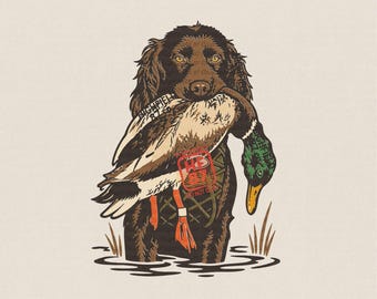Boykin Spaniel PNG: Duck Hunting Dog Carrying Mallard, Waterfowl Hunter Bird Dog Shirt Digital Download File