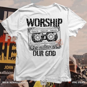 Made To Worship Our God PNG, Christian Retro Cassette Music Bible Verse Quotes Inspirational Png Motivational PNG Jesus faith worship design