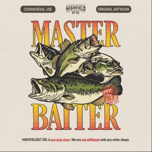 Master Baiter PNG Bass Fischen Lustige Fischer Shirt Grafik Forellenbarsch Digital Download Datei Für Angler
