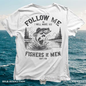Fishers of Men PNG, Retro Christian Sublimation, Vintage Men&#39;s Bible Shirt PNG, Minimal Christian Dad SVG, western faith png, Christian png
