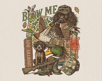 Duck Hunting PNG: Country Boy Camo Mallard Hunting Dog Collage Graphic, Waterfowl Hunter Shirt Digital Download