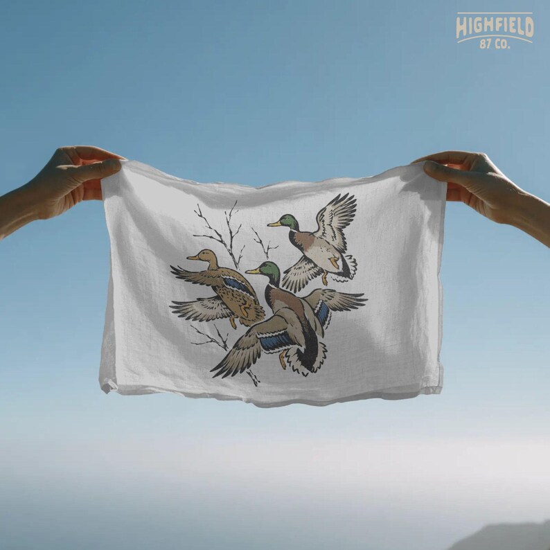 Outdoor hunting PNG featuring three flying ducks in a clean vintage style for waterfowl themed apparel.