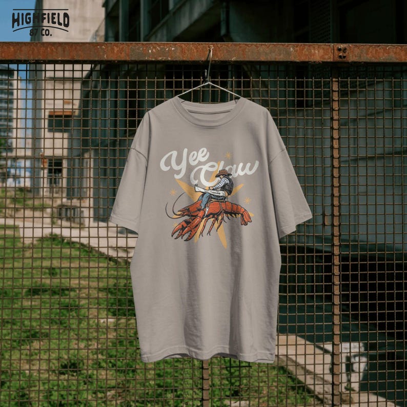 vintage crawfish cowboy illustration for fishing lovers and cajun themed apparel