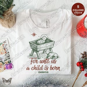 For Unto Us a Child Is Born PNG | Christian Nativity PNG | Design for Christmas | Christmas Christianity PNG | Bible Verse for Christmas