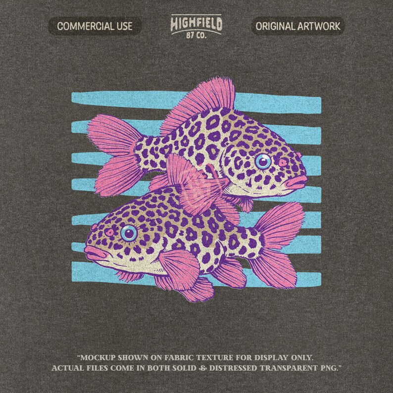 cute fish png leopard print fish design in pink and purple colors trendy aesthetic fish graphic for tshirt printing