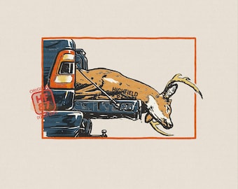 Deer Hunting PNG: Whitetail Buck in Truck Bed Graphic, Vintage Hunter Shirt Design Digital Download