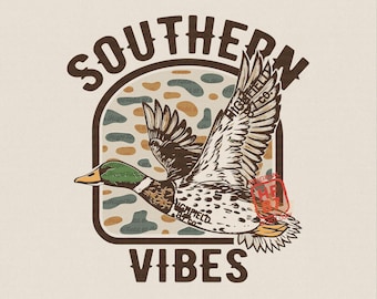 Southern Vibes PNG : Mallard Duck Hunting, Waterfowl Hunter Shirt Graphic, Country Outdoor Digital Download