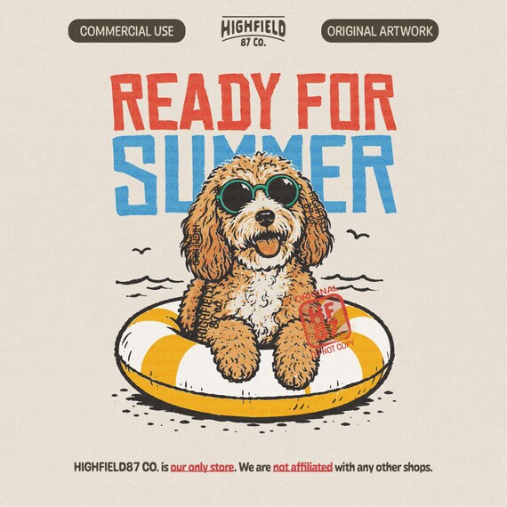 Summer Dog PNG : Ready for Summer Sunglasses Puppy Float Design, Cute Beach Dog Shirt Graphic Digital Download