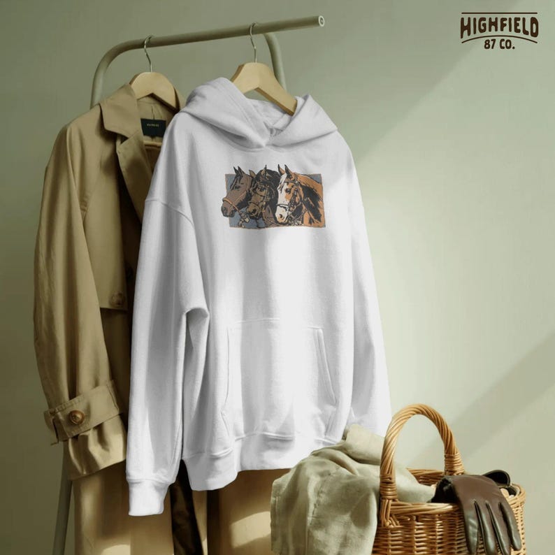 Horse western PNG with multiple ranch horses in vintage style, western apparel design file