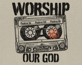 Retro Cassette Psalms PNG, Christian Worship Design (Digital Download)