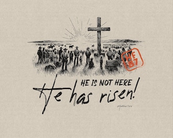 He Is Risen PNG, Western Christian Design (Digital Download)