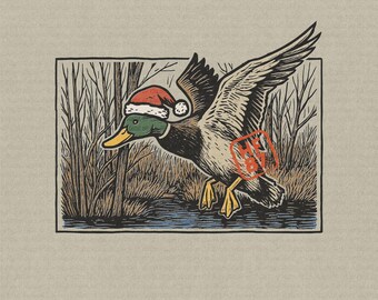 Stockente Weihnachten PNG | Ente jagen Nikolausmütze Clipart (digitaler Download)