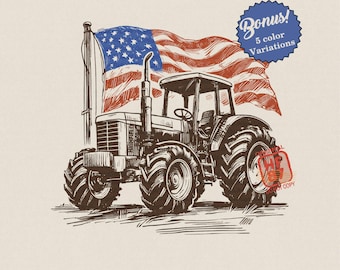 Patriotic Tractor PNG, American Flag Farm Design 4th of July Shirt, USA Farming Graphic, Country Life Tractor Art, 250 Years of America