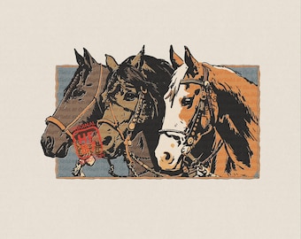 Western Horse PNG, Horse Trio Ranch Shirt Design, Cowboy Cowgirl Digital Download for Horse Lover and Country Gifts