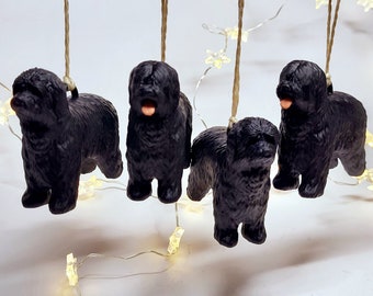 4x Briard dogs Christmas decoration figures, Christmas tree decorations