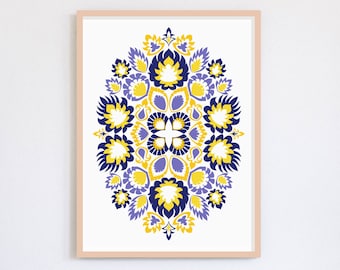 Wycinanki, flores polacas, arte eslavo, arte de pared imprimible