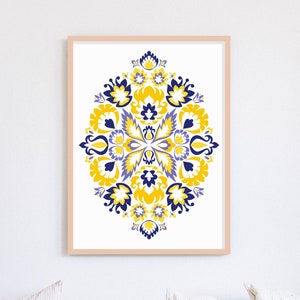 Floral art print, Folk Flowers, Digital download
