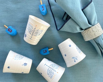 Chanukah cup | tealight holder | with Menorah and Symbolic Design | glögg | espresso | Glühwein | mulled wine