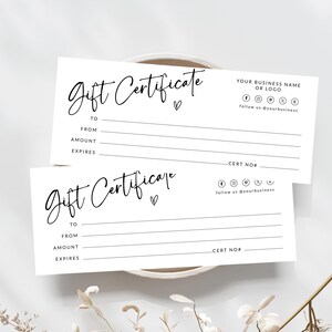 Plantilla de certificado de regalo personalizable, tarjeta de regalo editable, certificado de regalo imprimible moderno, vale de regalo personalizado, descarga instantánea