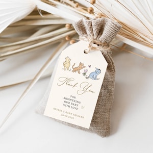 Classic Winnie the Pooh Favor Tags, Piglet Hunny Party Thank You Tags, Editable Thank You Tags for a Baby Shower, BBS27