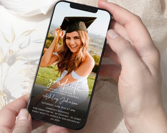 Graduation Party Invitation Template, Printable Modern Graduate Announcement, Editable Cap Grad Party Invite, Instant Download, #GRT04