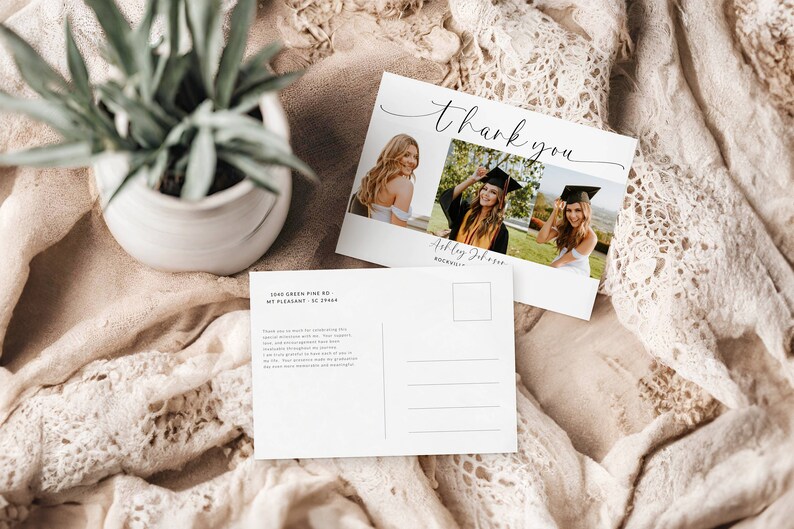 Graduation Party Thank You Template, Editable Printable Graduation ...