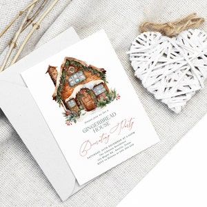 Kerstdiner uitnodiging kerstkaartsjabloon, bewerkbare uitnodiging kerstkaart, papierloze post, MC006