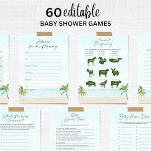 Tropical Baby Shower Games, Editable Tropical Games for a Baby Shower,  #TBS