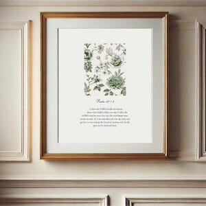 NUR DIGITALER DRUCK | Schriftkunst | Psalm 127 | Christliche Kunst | Vintage Schriftkunst | Florale Schriftkunst