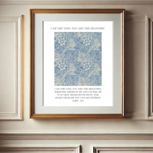 DIGITAL PRINT ONLY | Scripture Art | John 15:5 | Christian Art | Vintage Scripture Art | Floral Scripture Art | Bible Art | Nursery print