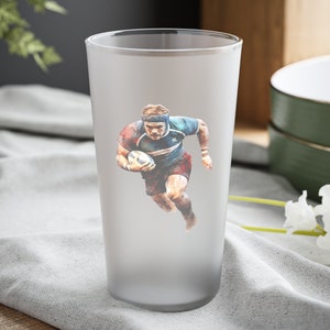 Rugby Souvenir, Rugby Frosted Pint Glass, Rugby Coach Gift, Rugby Art, Rugby Keepsake, Mens Rugby, Rugby Mom Birthday, Rugby Dad Anniversary