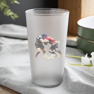 Rugby Souvenir, Rugby Frosted Pint Glass, Rugby Coach Gift, Rugby Art, Rugby Keepsake, Mens Rugby, Rugby Mom Birthday, Rugby Dad Anniversary