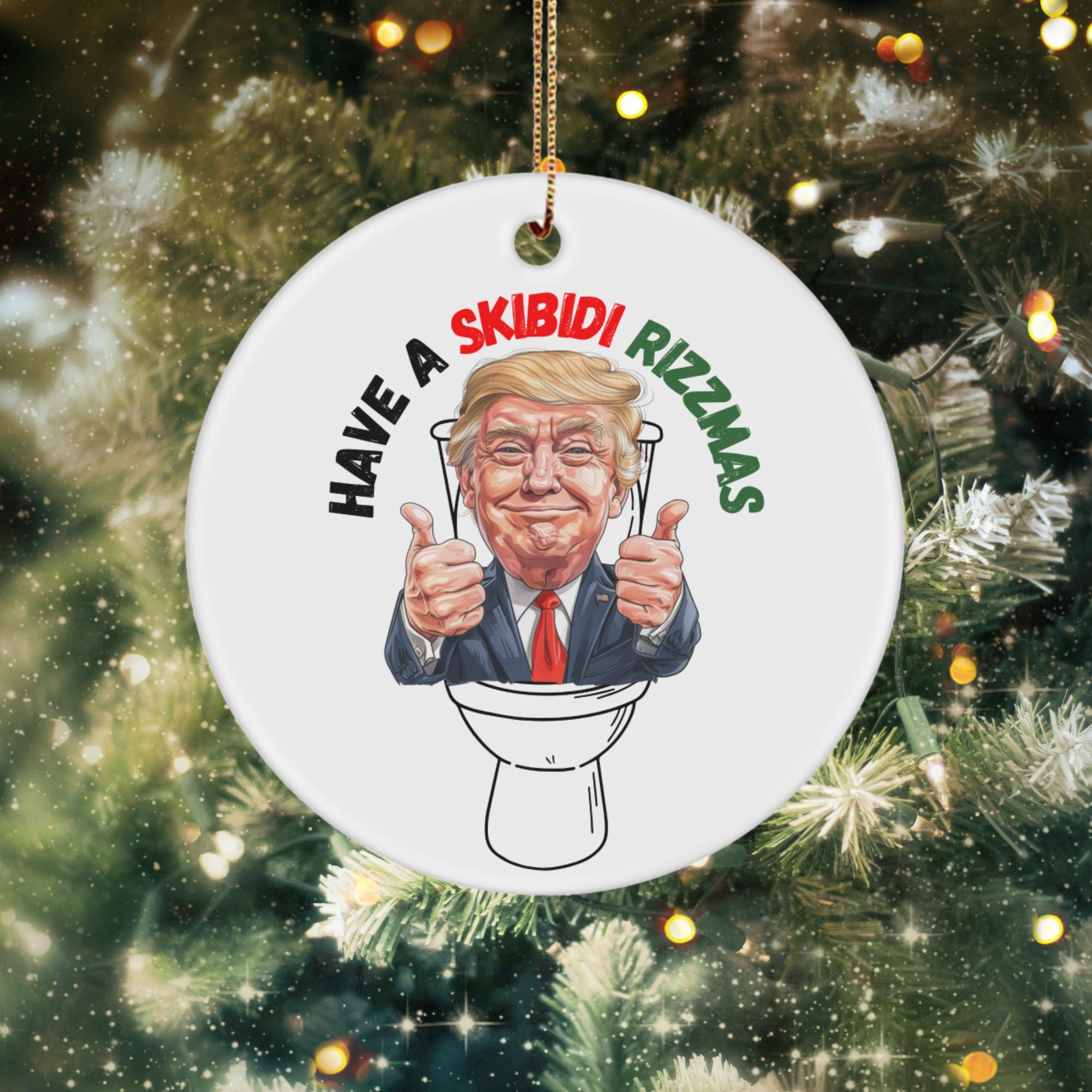 Ornament Rizz Skibidi Rizzmas Trump Christmas Ornament, Skibidi Toilet Trump Ornament ...