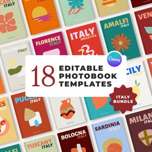 18 ITALY Travel Print Photo Book Template Bundle | Customizable Coffee Table Book Designs | Canva Template | Ebook Template | Photobook