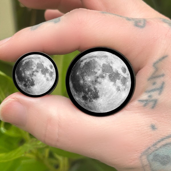 Moon Image Picture Plugs Gauges - 8mm to 50mm (0g - 2 inch)