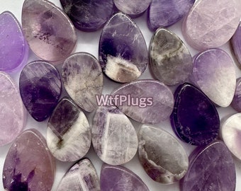 Amethyst Teardrop Stone Plugs Gauges - 8mm to 25mm (0g - 1 inch)