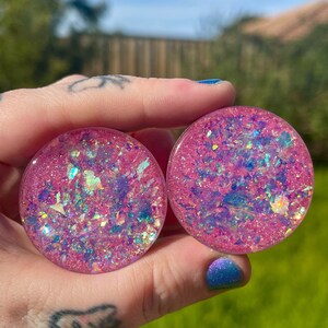 Candy Pink Iridescent Glitter Plugs Gauges - 8mm to 38mm