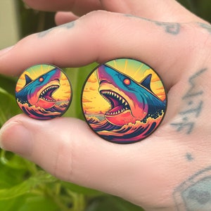 Shark Image Plugs Gauges - 8mm to 50mm (0g - 2 inch)
