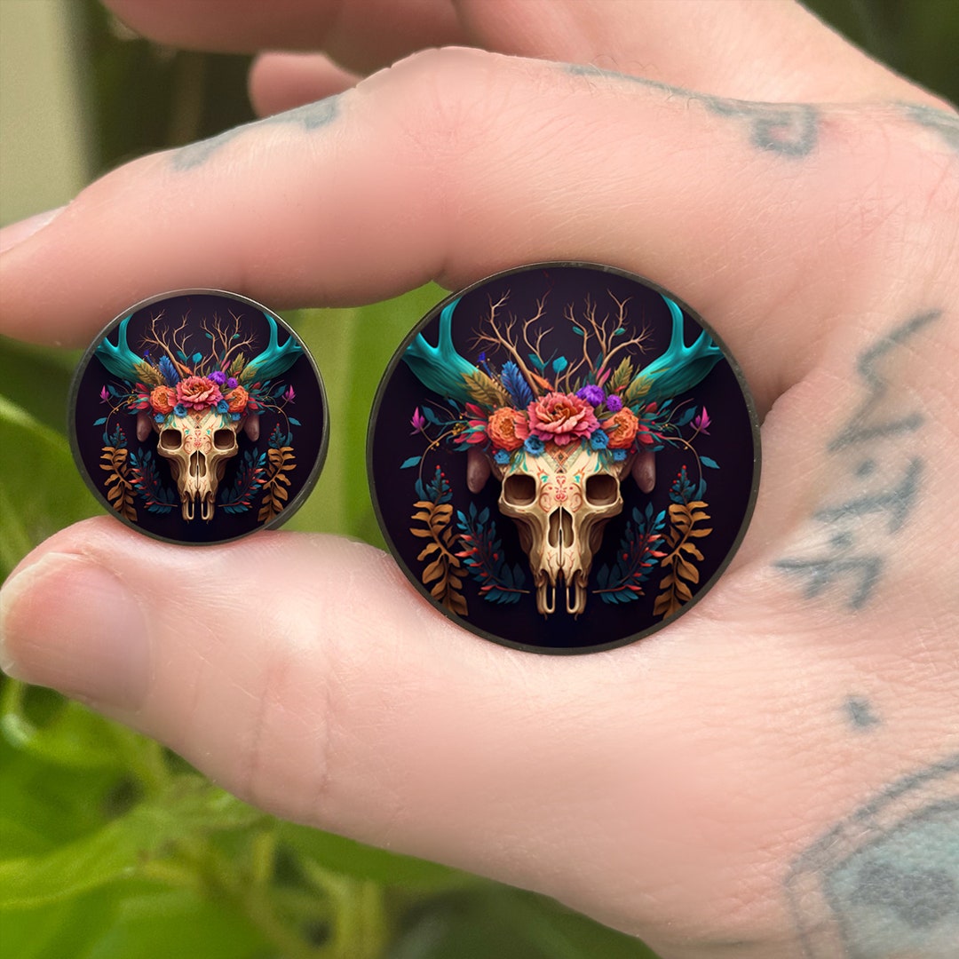 Floral Stag Image Picture Plugs Gauges 8mm to 50mm 0g 2 Inch Etsy