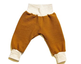 Baby Pumphose Hose braun mit Bündchen in beige - handmade with love - unisex - Größe 62, 68, 74, 80, 86 nach Wahl