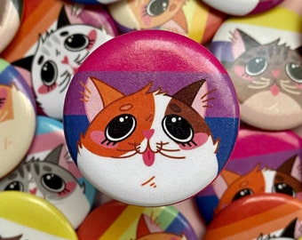 Bisexual Cat Pride Button 38 mm∅/ Button Badges Pins Vlaggen/Pride Cat Flags Button Pin - LGBTQ Custom Trans - Lesbisch - Biseksueel - Niet-binair