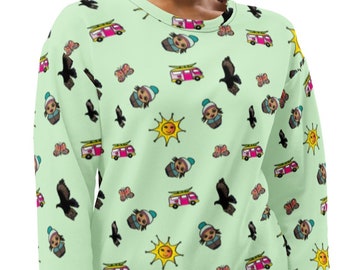 Kawaii All-Over Printed Sweatshirt | Kidcore Pastel Goth Crewneck Sweatshirt | Decora Kei Handmade Sweatshirt |